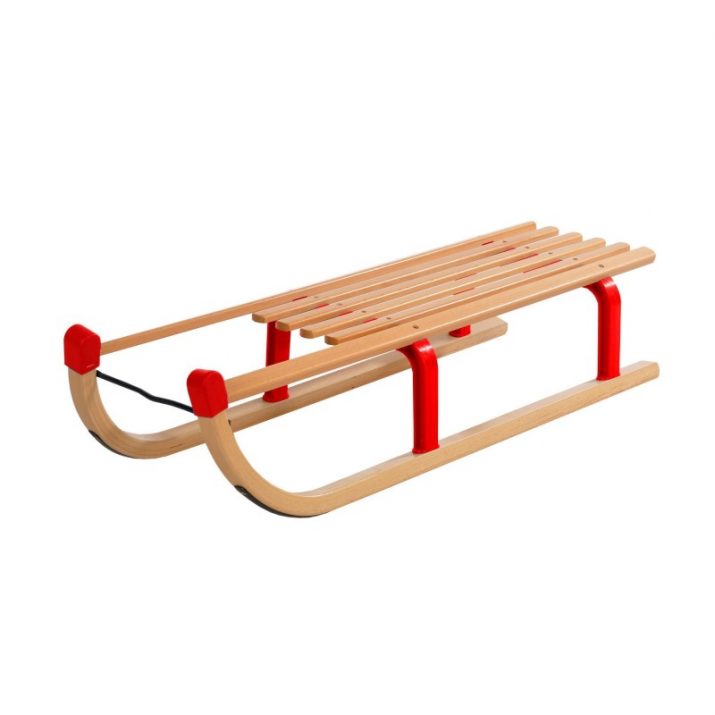 Houten Slee met Rugleuning en touw Davos 100 rood