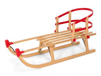 Houten Slee met Rugleuning en touw Davos 100 rood