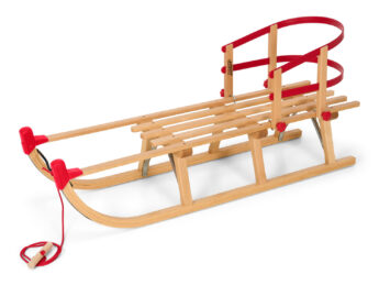 Houten Slee met Rugleuning en touw Davos 110 rood