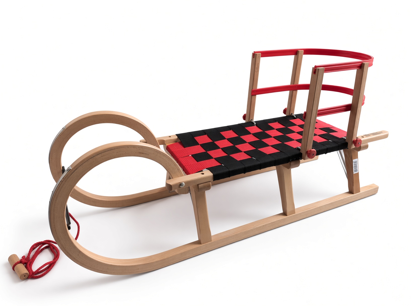 Rodelslee met doekzitting Rugleuning rood 110 cm